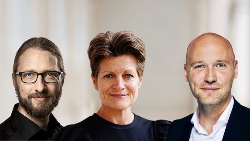 Debat på OffDig Health 2025: Camilla Rathcke, formand for Lægeforeningen, Anders Kühnau, formand for Regionsrådet, og Stinus Lindgren, medlem af Folketinget for Radikale Venstre